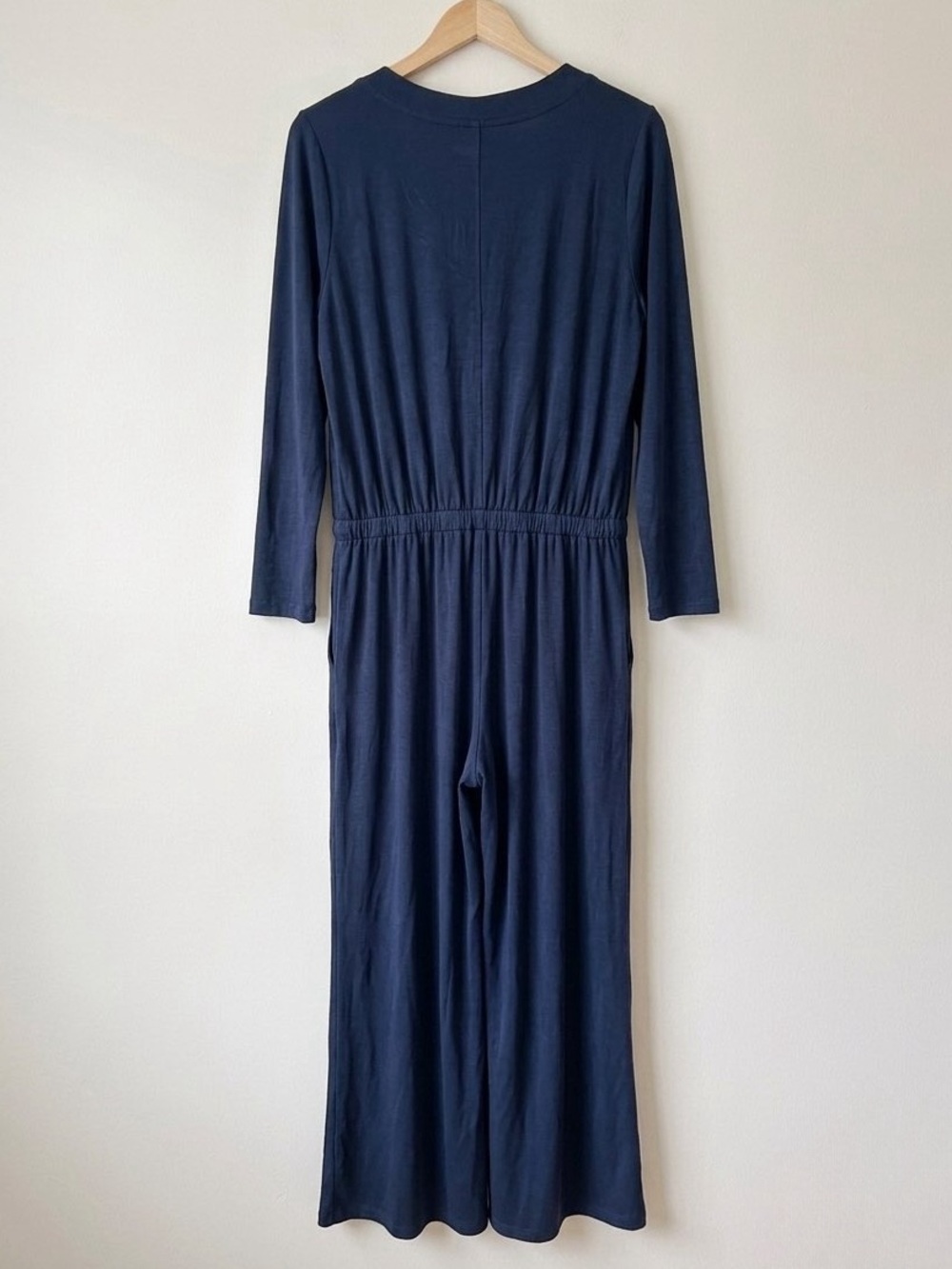 Lou & Grey Signaturesoft Jumpsuit Women’s Large Navy Wide Leg Lounge One Piece - Picture 3 of 7